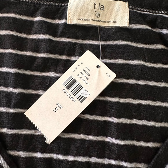 Anthropologie t.la black w white stripes women v-neck tank - Picture 3 of 4